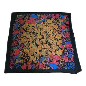Vintage Italian Leaves & Grapes Fall Themed Scarf Tablecloth Festive Holiday